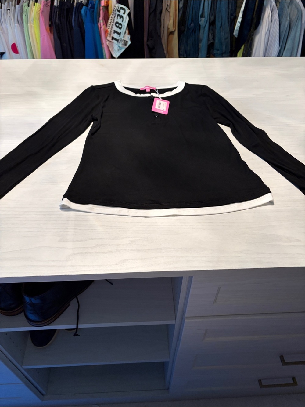 Edikted Black Long-Sleeve Top with White Trim